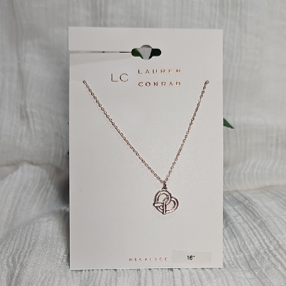 LC Lauren Conrad 16" Rose Gold Necklace With Playful Pretzel Necklace